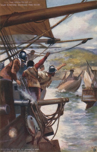 La saisie de la Jamaïque par les Britanniques aux Espagnols, 1655 - English School