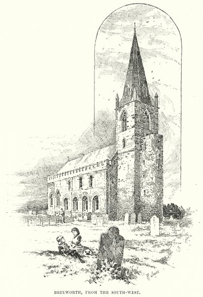 Brixworth, vue du sud-ouest (gravure) - English School