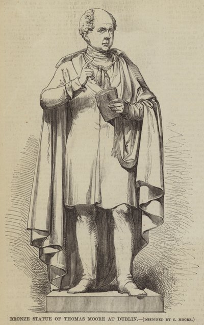 Statue en bronze de Thomas Moore à Dublin (gravure) - English School