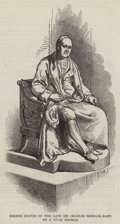 Statue en bronze de feu Sir Charles Morgan, baronnet par J Evan Thomas (gravure) - English School