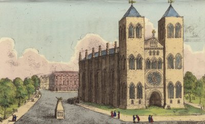 Cathédrale de Brunswick, Allemagne, dernier lieu de repos de la reine Caroline, épouse séparée du roi George IV (gravure en couleur) - English School
