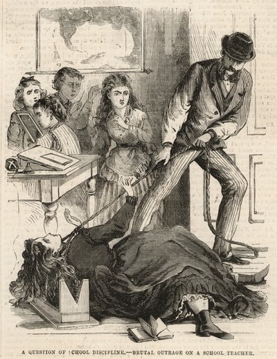 Outrage brutal à une institutrice (gravure) - English School