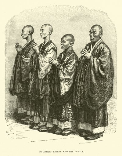 Prêtre bouddhiste et ses élèves - English School