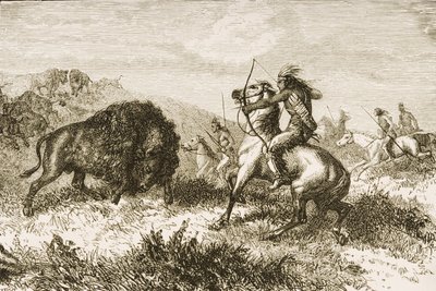 Chasse au bison dans les Grandes Plaines entre Saint-Louis et Denver, c.1870, de 