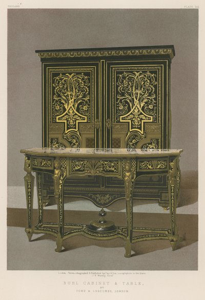 Cabinet et table en Buhl - English School