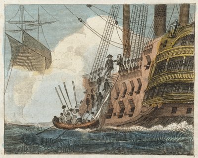 Buonaparte se rend aux Anglais (gravure en couleur) - English School