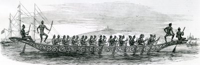 Bateau de guerre birman, tiré du London Illustrated News, 1852 - English School