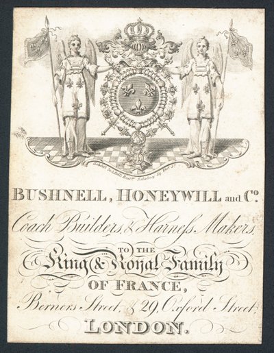 Bushnell, Honeywell and Co, carrossiers et fabricants de harnais, carte de visite - English School