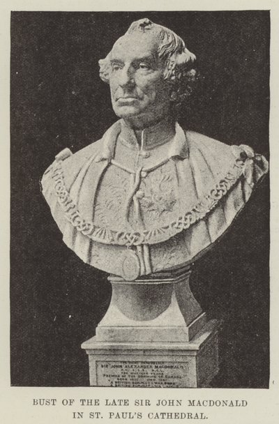 Buste du défunt Sir John Macdonald dans la cathédrale Saint-Paul (gravure) - English School
