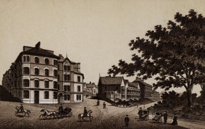 Buxton : Hôtel Burlington et promenade (lithographie) - English School