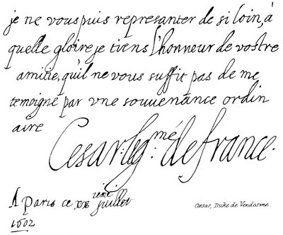 César, Duc de Vendôme - English School
