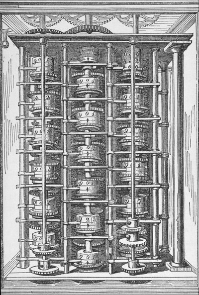 Machine à calculer connue sous le nom de The Difference Engine, de Cyclopaedia of Useful Arts & Manufactures, édité par Charles Tomlinson, vers 1880 - English School