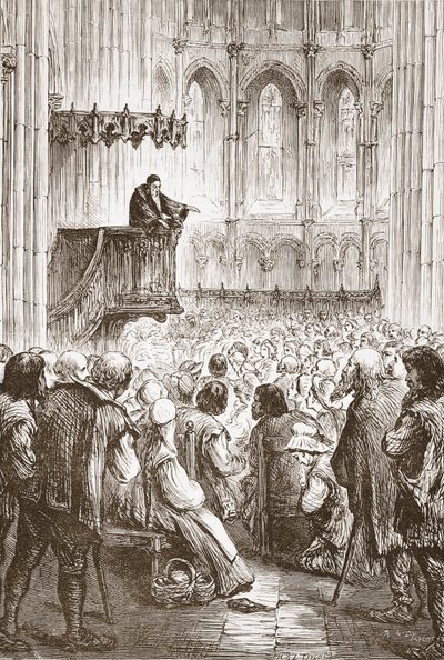 Calvin prêchant son sermon d