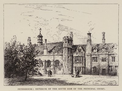 Cambridge : Peterhouse, Extérieur du côté sud de la cour principale - English School