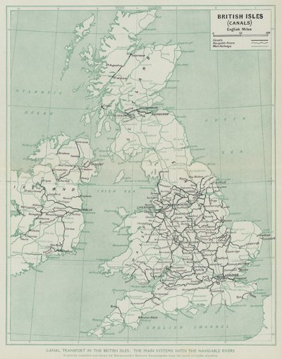 Transport par canal dans les îles britanniques, les principaux systèmes avec les rivières navigables - English School