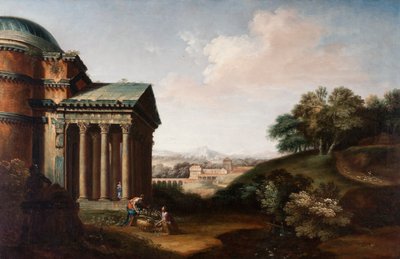 Vue capricieuse du Panthéon, figures et un aqueduc, c.1760 - English School