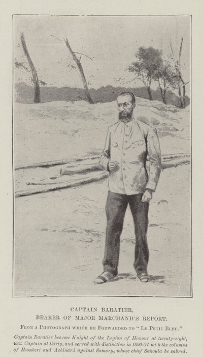 Capitaine Baratier, porteur du rapport du Major Marchand (lithographie) - English School
