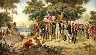 Le capitaine Cook prenant possession de la Nouvelle-Galles du Sud, 1770 - English School