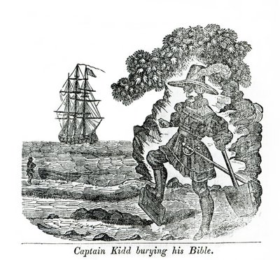 Le capitaine Kidd enterrant sa Bible, illustration de 