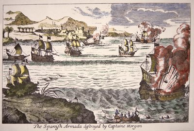 Le capitaine Morgan défait les navires de guerre espagnols bloquant l
