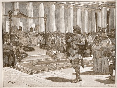 Caractacus devant Claude, illustration de Cassells Illustrated History of England - English School