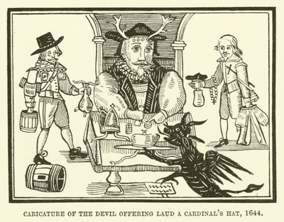 Caricature du diable offrant un chapeau de cardinal à Laud - English School