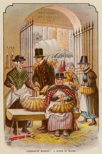 Marché de Carnarvon, une scène au Pays de Galles - English School