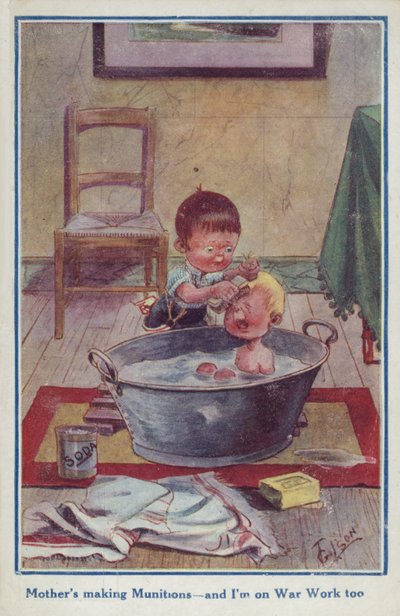 Carte postale de propagande de deux petits garçons - English School
