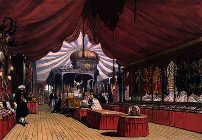Vitrines de marchandises brodées dans la section turque de la Grande Exposition de 1851, de Dickinson