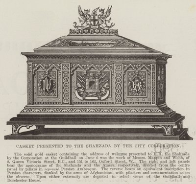 Coffret présenté au Shahzada par la Corporation de la Ville (gravure) - English School