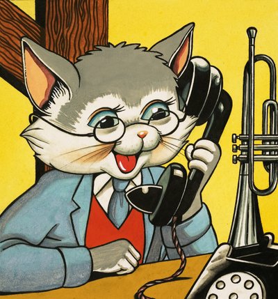 Chat répondant au téléphone - English School