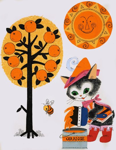 Chat peignant le monde en orange - English School