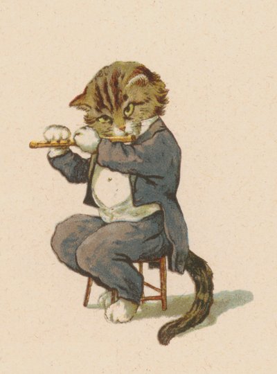 Chat jouant de la flûte - English School