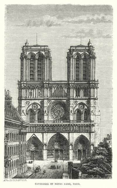 Cathédrale Notre-Dame, Paris (gravure) - English School