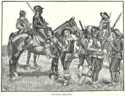 Soldats cavaliers (gravure) - English School
