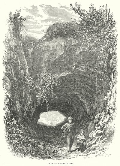 Grotte de la baie de Pegwell (gravure) - English School