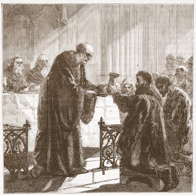 Célébration de la Cène dans la forme protestante par les Zurichois, illustration de L