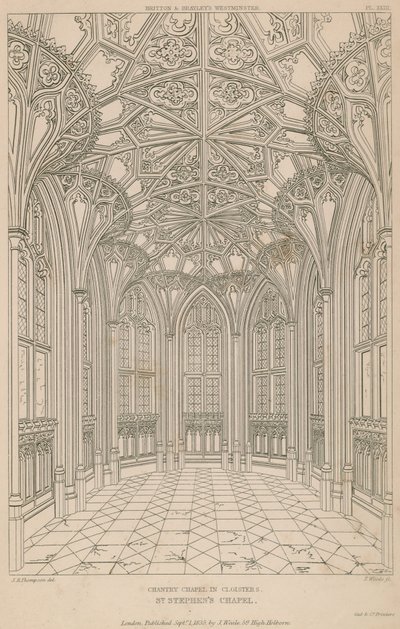 Chapelle Chantry dans les cloîtres, chapelle St Stephen, palais de Westminster - English School