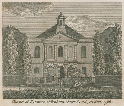 Chapelle de St James, Tottenham Court Road, Londres, érigée en 1792 - English School