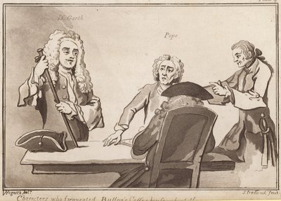 Personnages fréquentant Buttons Coffee House vers 1720 : Dr Garth, Pope - English School