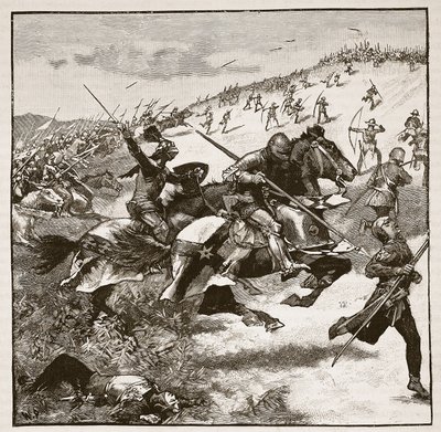Charge des Écossais à Homildon Hill, illustration de Cassells Illustrated History of England - English School