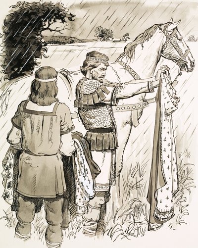 Charlemagne inspectant des manteaux - English School