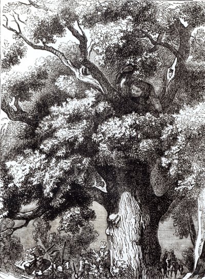 Charles II (1630-85) caché dans le chêne, 14 octobre 1651 - English School