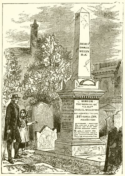 Charles Wesley, pierre tombale (gravure) - English School