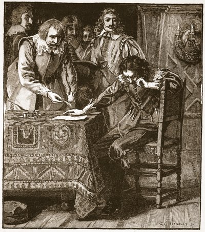 Charles signant la Commission d