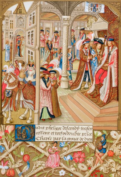 Charles le Téméraire assis sur son trône et assisté de ses barons et conseillers, c.1880 - English School