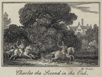 Charles II dans le chêne (gravure) - English School