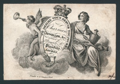 Charman, bijoutier, coin de Albemarle Street et Piccadilly, carte de visite - English School