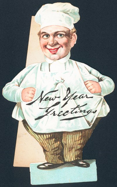 Chef en uniforme complet, carte de Nouvel An - English School