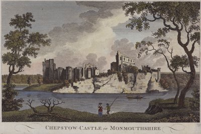 Château de Chepstow, Monmouthshire (gravure en couleur) - English School